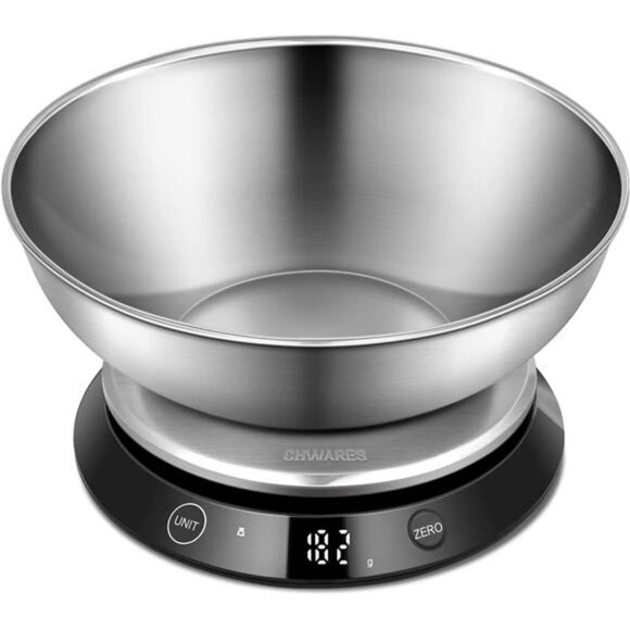 Food Scale, Digital Kitchen Scale with Bowl Stainless Steel, Rechargeable - Picture 1 of 6
